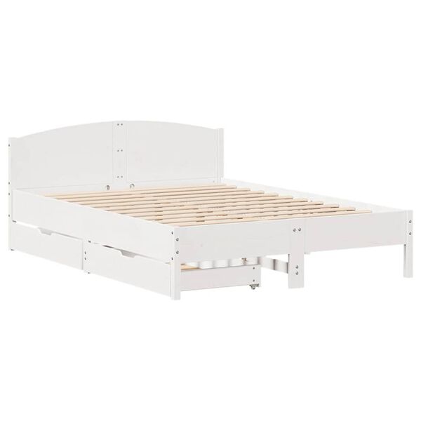 vidaXL Bedframe zonder matras massief grenenhout wit 160x200 cm