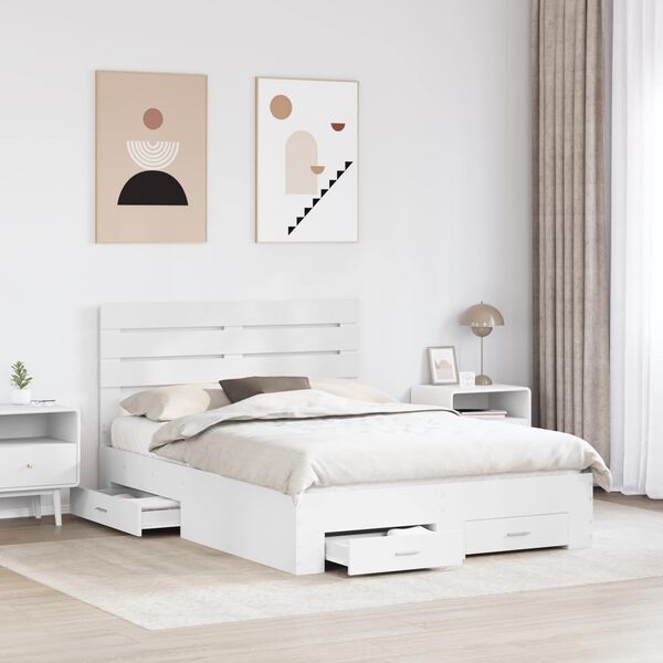 vidaXL Bedframe met lade met hoofdeinde met opslag Bewerkt hout