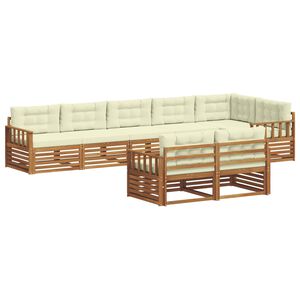 vidaXL Buiten bankenset met kussen 8 pcs Natuurlijk en Cr&egrave;me