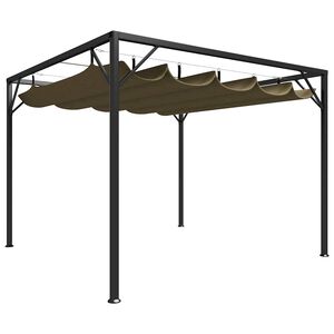 vidaXL Tuinprieel met uittrekbaar dak 180 g/m&sup2; 3x3 m taupe