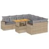 vidaXL 9-delige Loungeset met kussens poly rattan beige