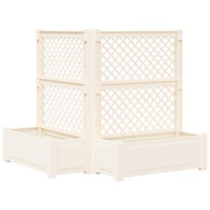 vidaXL Grote plantenbak met trellis 2 st PP Wit
