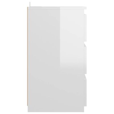 vidaXL Nachtkastje 40x35x62,5 cm spaanplaat hoogglans wit
