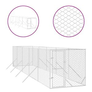 vidaXL Hondenkennel voor buiten 2x10x2 m gegalvaniseerd staal zilver