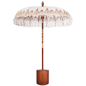 vidaXL Balinese parasol met basis Cr&egrave;me en bruin &Oslash; 180-190 cm
