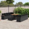 vidaXL Tuinbankenset 11 pcs Zwart poly rattan