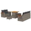 vidaXL Tuinbankenset met kussen 10 pcs Grijs poly rattan