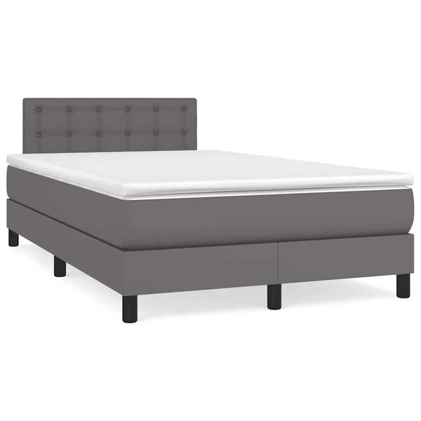 vidaXL Boxspring met matras en LED kunstleer grijs 120x190 cm