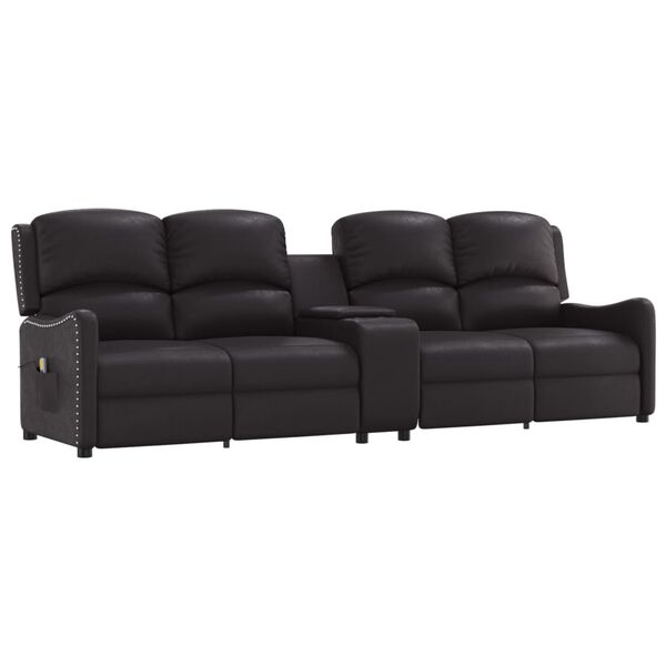 vidaXL Massagestoel 4-zits verstelbaar bekerhouders kunstleer zwart