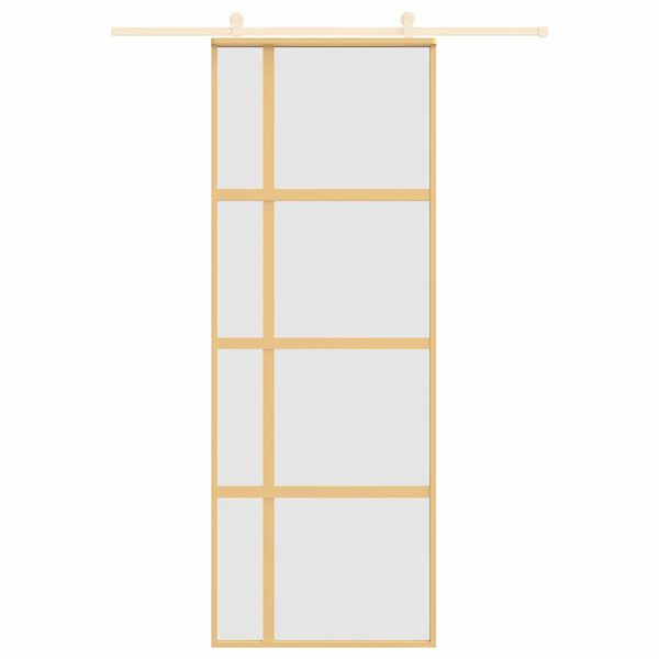 vidaXL Schuifdeur 76x205 cm mat ESG-glas en aluminium goudkleurig