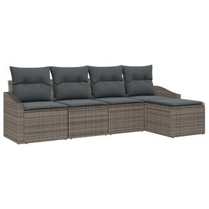 vidaXL Bankstel met kussen 5 pcs Grijs poly rattan