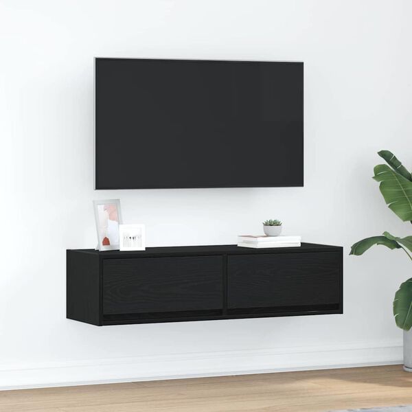 vidaXL TV-kast met lade Zwart eiken 100 x 31 x 25,5 cm Bewerkt hout