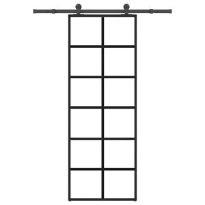 vidaXL Schuifdeur met beslag 76x205 cm ESG-glas en aluminium
