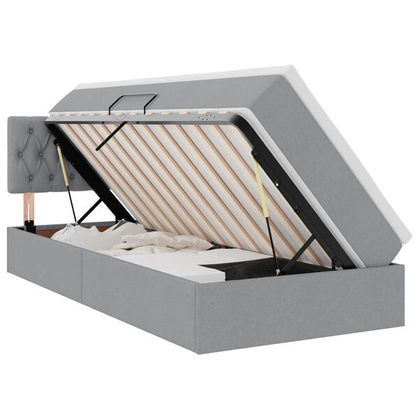 vidaXL Opbergbed met matras Lichtgrijs 90 x 190 cm Bewerkt hout