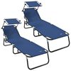 vidaXL Opvouwbare zonnebed 2 pcs Blauw 190 x 57 x 81 cm oxford