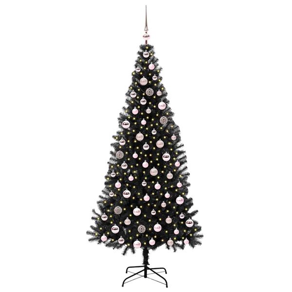vidaXL Kerstboom met 300 LED met standaard Zwart 210 cm PVC