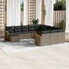 vidaXL 12-delige Loungeset met kussens poly rattan grijs