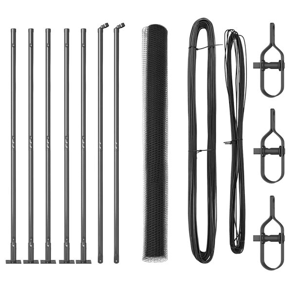 vidaXL Afrasteringspaal Grijs 10 x 1,6 m (13 mm gaas) Staal en PVC