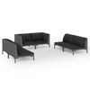 vidaXL 6-delige Loungeset met kussens poly rattan donkergrijs