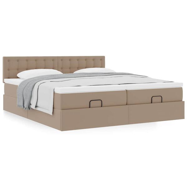 vidaXL Ottoman bed met matrassen 180x200cm kunstleer cappuccinokleurig