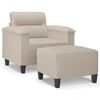 vidaXL Fauteuil met voetenbank 60 cm microvezelstof cr&egrave;me