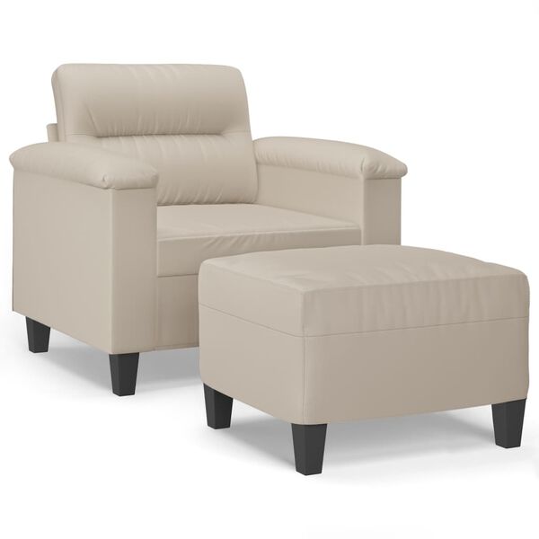 vidaXL Fauteuil met voetenbank 60 cm microvezelstof cr&egrave;me