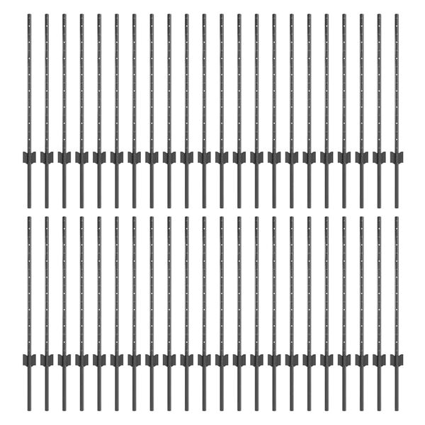 vidaXL Hekpalen 44 pcs Grijs 120 cm Staal
