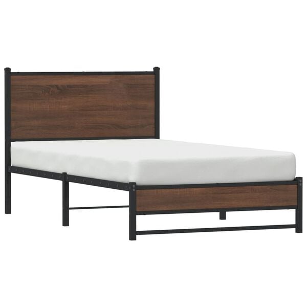 vidaXL Bedframe zonder matras metaal bruin eikenkleurig 107x203 cm