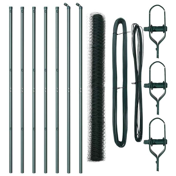 vidaXL Afrasteringspaal Groen 10 x 1,5 m (50 mm gaas) Staal en PVC