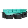 vidaXL 6-delige Loungeset met kussens poly rattan zwart