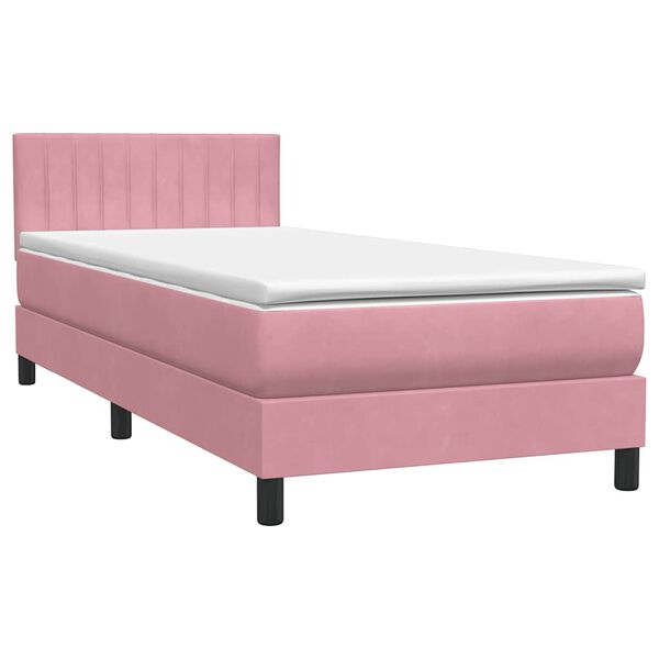 vidaXL Boxspring met matras fluweel roze 80x220 cm