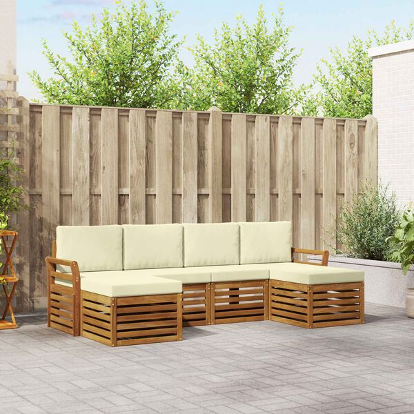 vidaXL Sofa-Sets 6 pcs Natuurlijk en Cr&egrave;me Massief Acaciahout