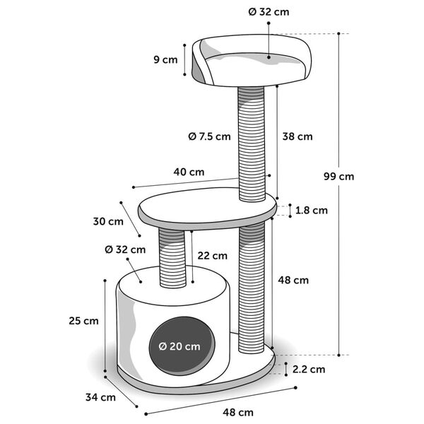 FLAMINGO Kattenkrabpaal Echo 48x34x99 cm grijs