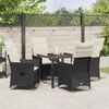 vidaXL Tuin eettafelset met kussen 5 pcs Zwart poly rattan
