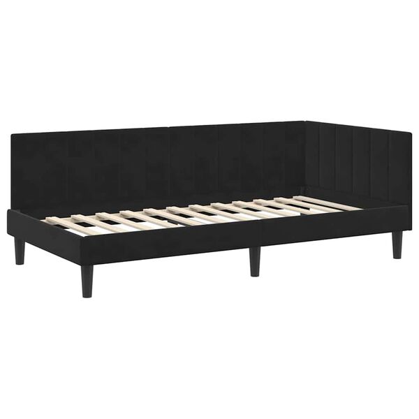 vidaXL Hoekbedframe met hoofdeinde Zwart 90 cm x 190 cm Fluweel