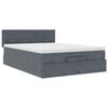 vidaXL Ottoman bed met matras en LED's 140x190cm fluweel donkergrijs
