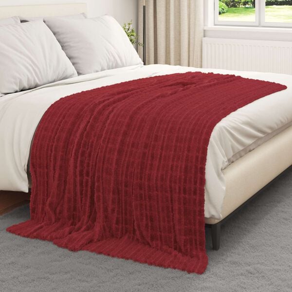 vidaXL Gooi Deken Bordeaux Rood 200 x 150 cm Fleece