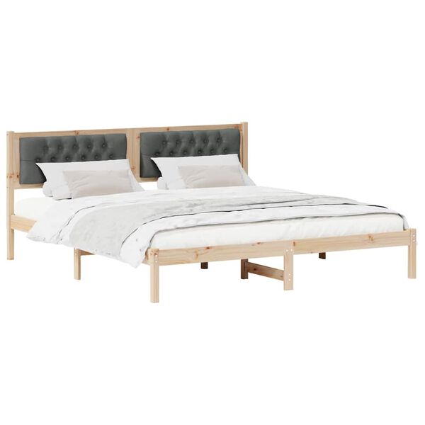 vidaXL Bedframe Donkergrijs 160 x 200 cm Massief grenenhout