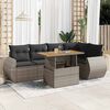 vidaXL 6-delige Loungeset met kussens poly rattan grijs