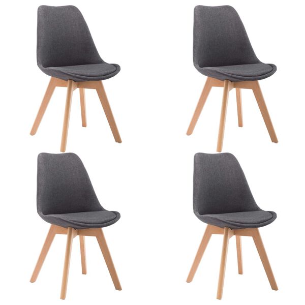 vidaXL Eetkamerstoelen 4 st stof donkergrijs