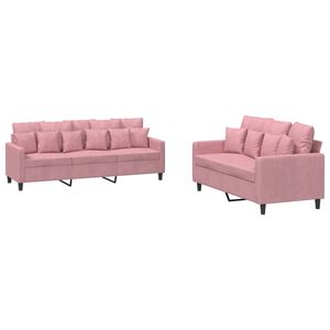 vidaXL 2-delige Loungeset met kussens fluweel roze