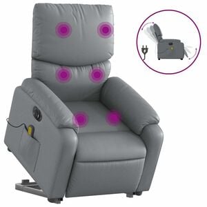 vidaXL Sta-op-massagestoel elektrisch kunstleer grijs