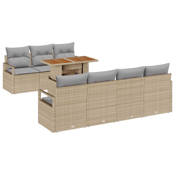 vidaXL Tuin Sofa Set met opslag 8 pcs Beige Poly riet