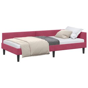 vidaXL Hoekbedframe Wijnrood 90 cm x 190 cm VelvetenPlywood