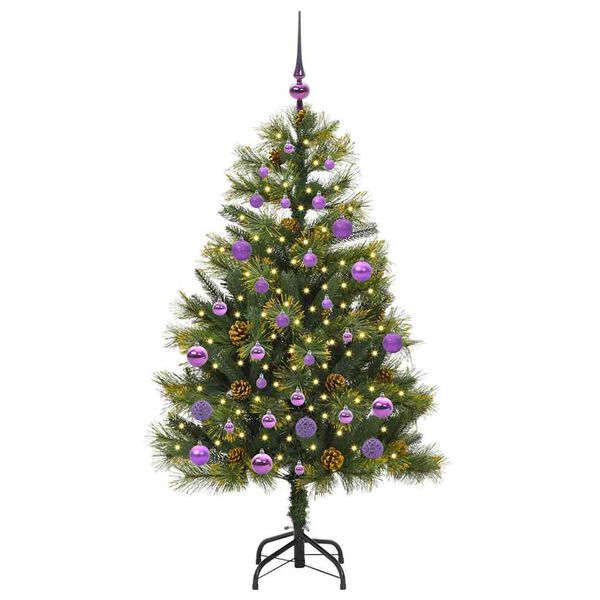 vidaXL Kunstmatige Scharnier Kerstboom met Cones Groen 150 cm