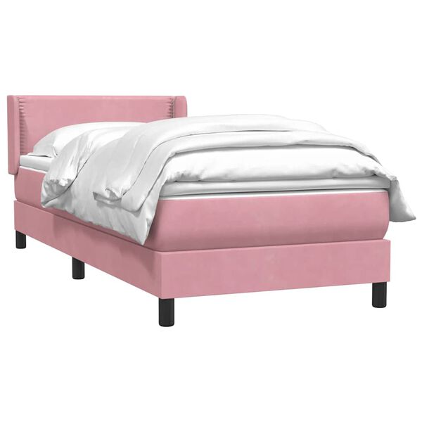vidaXL Boxspring met matras fluweel roze 80x220 cm