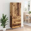 vidaXL Hoge kast met lade 2 pcs Oudhout Bewerkt hout