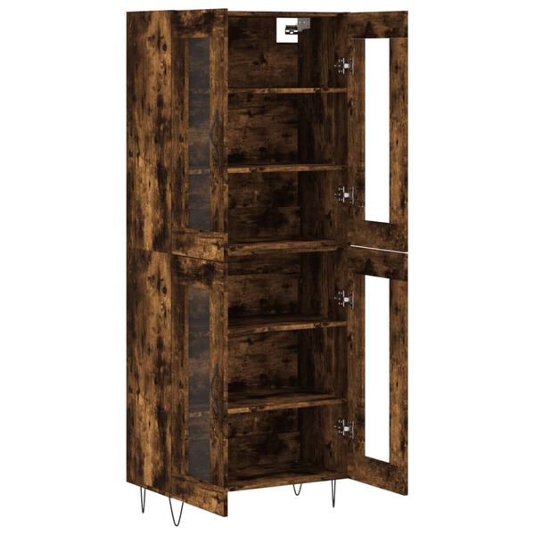 vidaXL Hoge kast 69,5x34x180 cm bewerkt hout gerookt eikenkleurig