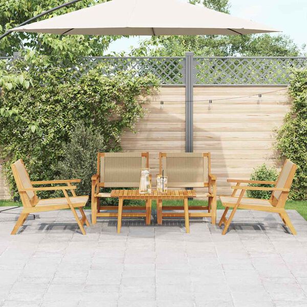 vidaXL Tuinstoelen met Tafel 5 pcs Beige Massief acaciahout