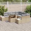 vidaXL Bankstel met kussen 9 pcs Beige en Licht Grijs poly rattan